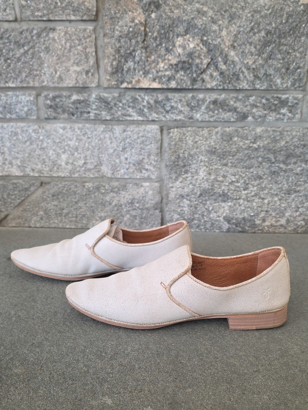 Frye WOMEN'S CREAM LEATHER SLIP-ON LOAFERS